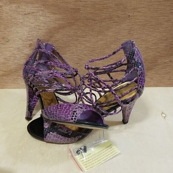 Qupid Snakeskin heels sz 10 - Picture 5 of 10